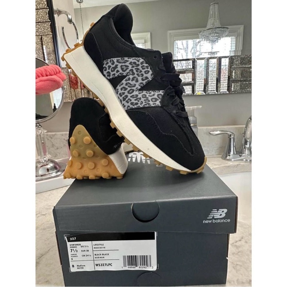 New Balance Black and Animal Print Sneakers womens 7.5 worn about 2 hours